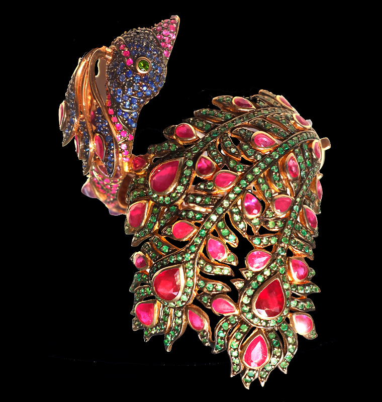 Peacock-inspired gemstone jewellery