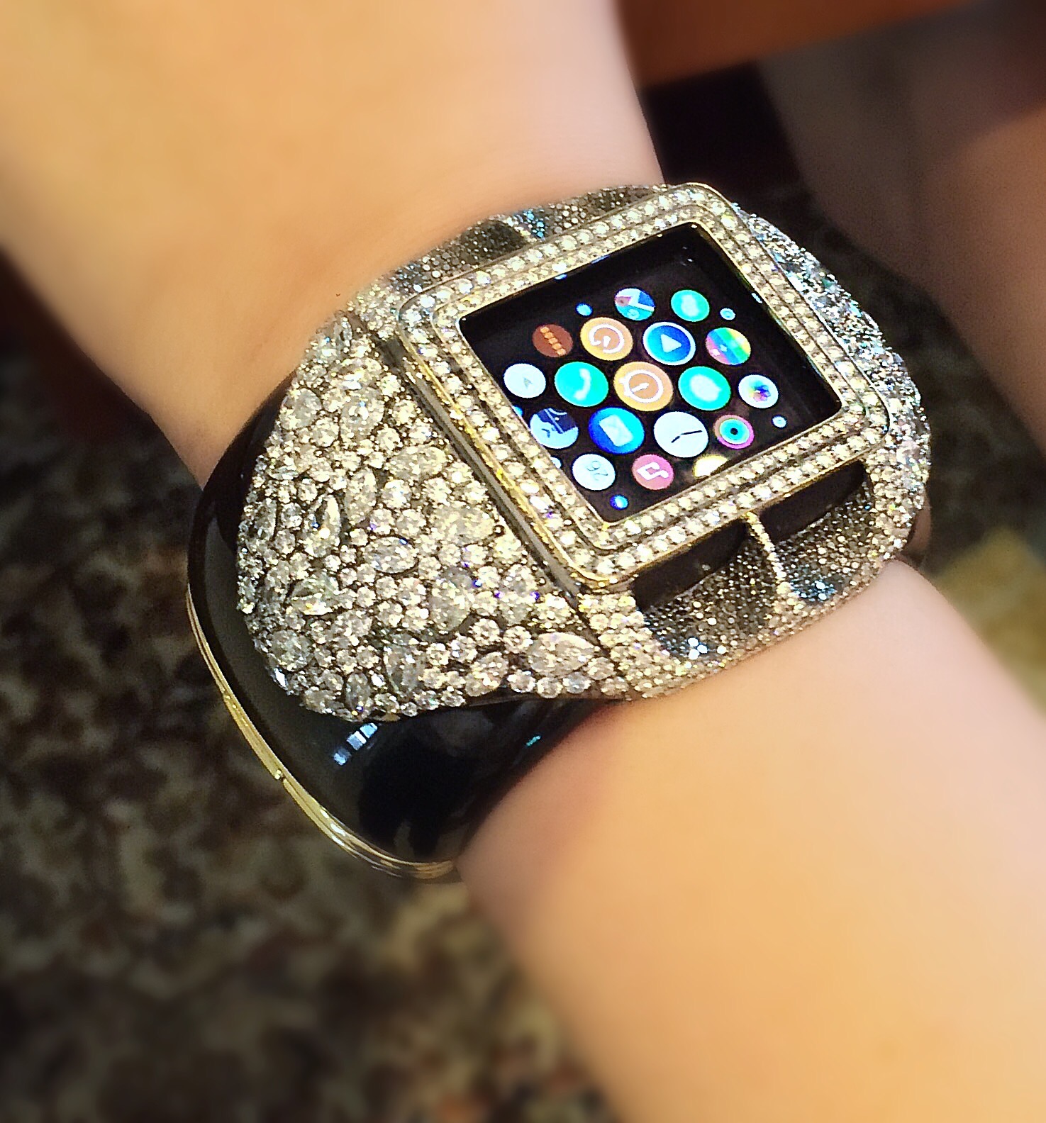 Diamond-set Apple Watch cuff bracelet Design Classique Bangkok